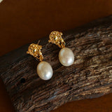 Lava Series Oval Pearl Earrings - floysun