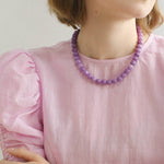 Lavender Grapevine Gemstone Beaded Necklace - floysun