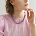 Lavender Grapevine Gemstone Beaded Necklace - floysun