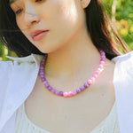 Lavender Grapevine Gemstone Beaded Necklace - floysun