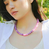 Lavender Grapevine Gemstone Beaded Necklace - floysun