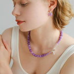 Lavender Grapevine Gemstone Beaded Necklace - floysun