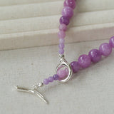 Lavender Grapevine Gemstone Beaded Necklace - floysun