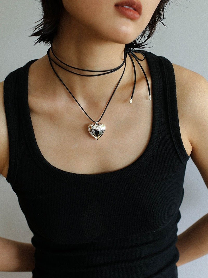 Leather Rope Love Heart Necklace - floysun