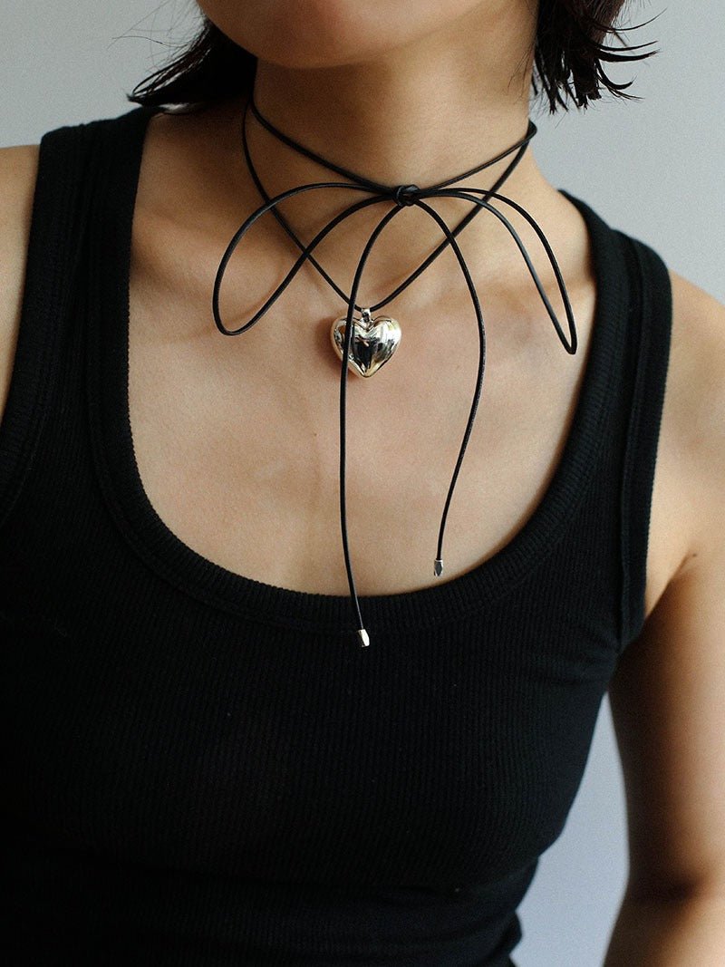 Leather Rope Love Heart Necklace - floysun