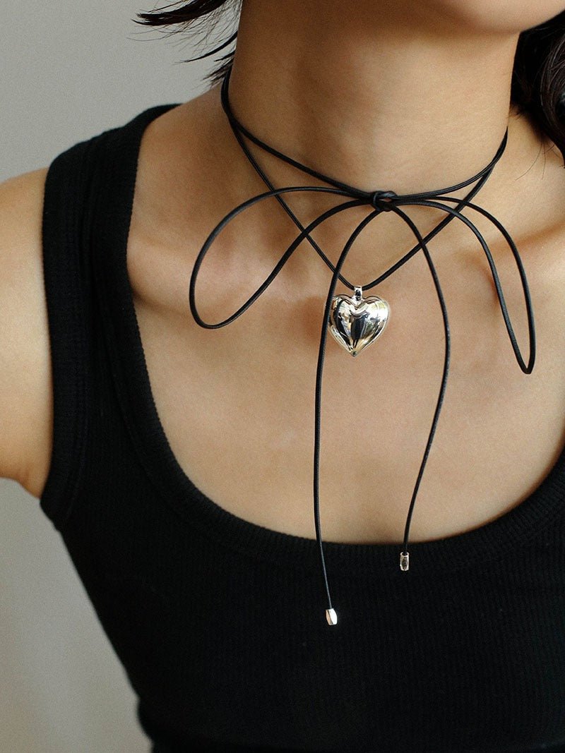 Leather Rope Love Heart Necklace - floysun