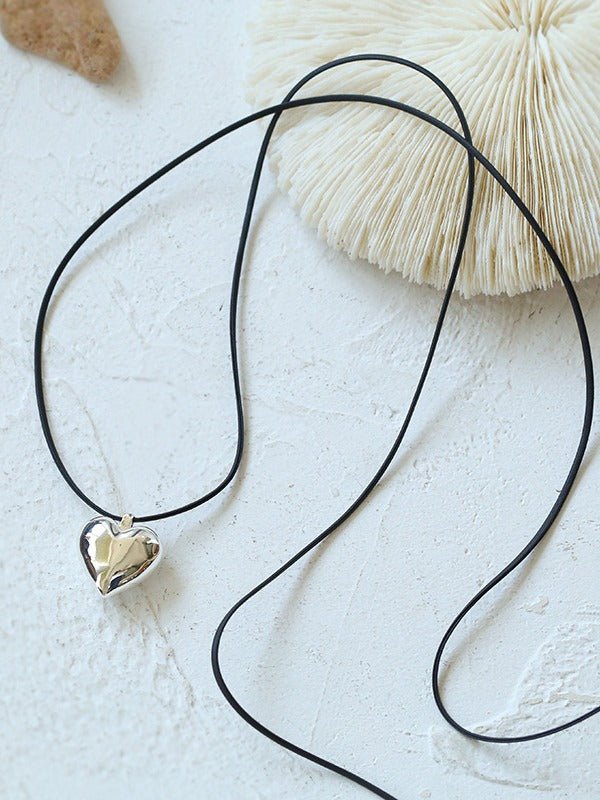 Leather Rope Love Heart Necklace - floysun