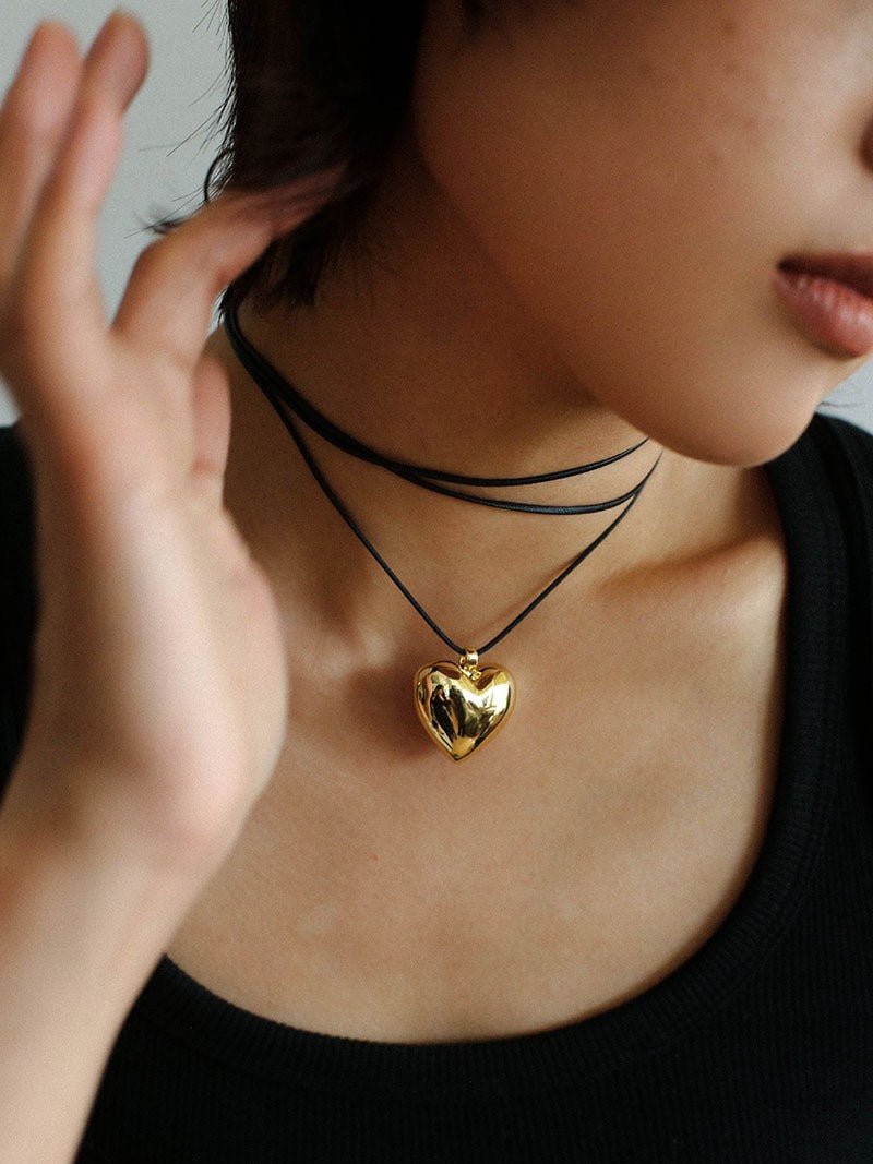 Leather Rope Love Heart Necklace - floysun