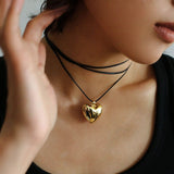 Leather Rope Love Heart Necklace - floysun