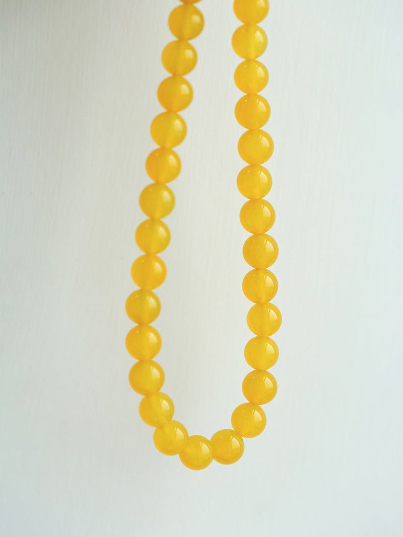 Lemon Soda Yellow Onyx Beaded Necklace - floysun