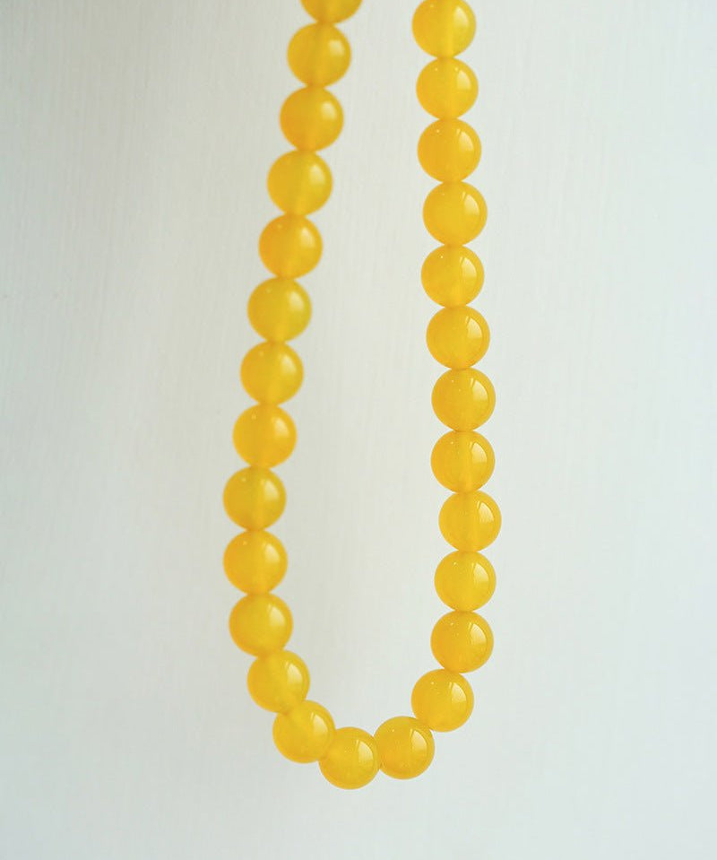 Lemon Soda Yellow Onyx Beaded Necklace - floysun