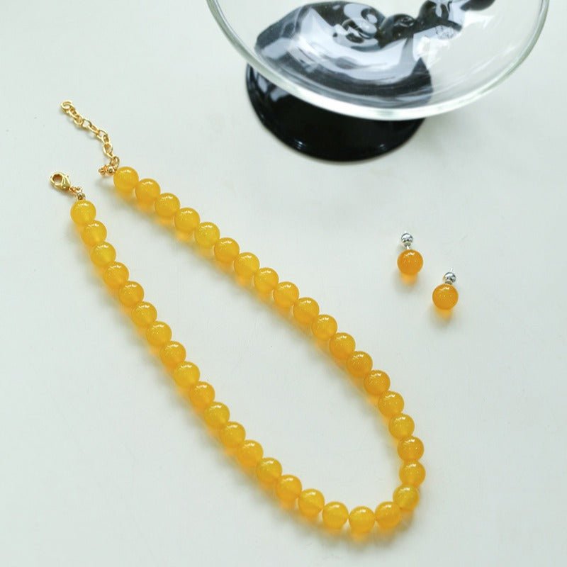 Lemon Soda Yellow Onyx Beaded Necklace - floysun