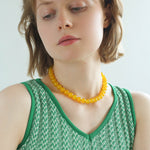 Lemon Soda Yellow Onyx Beaded Necklace - floysun