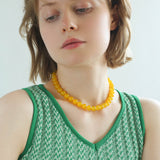 Lemon Soda Yellow Onyx Beaded Necklace - floysun