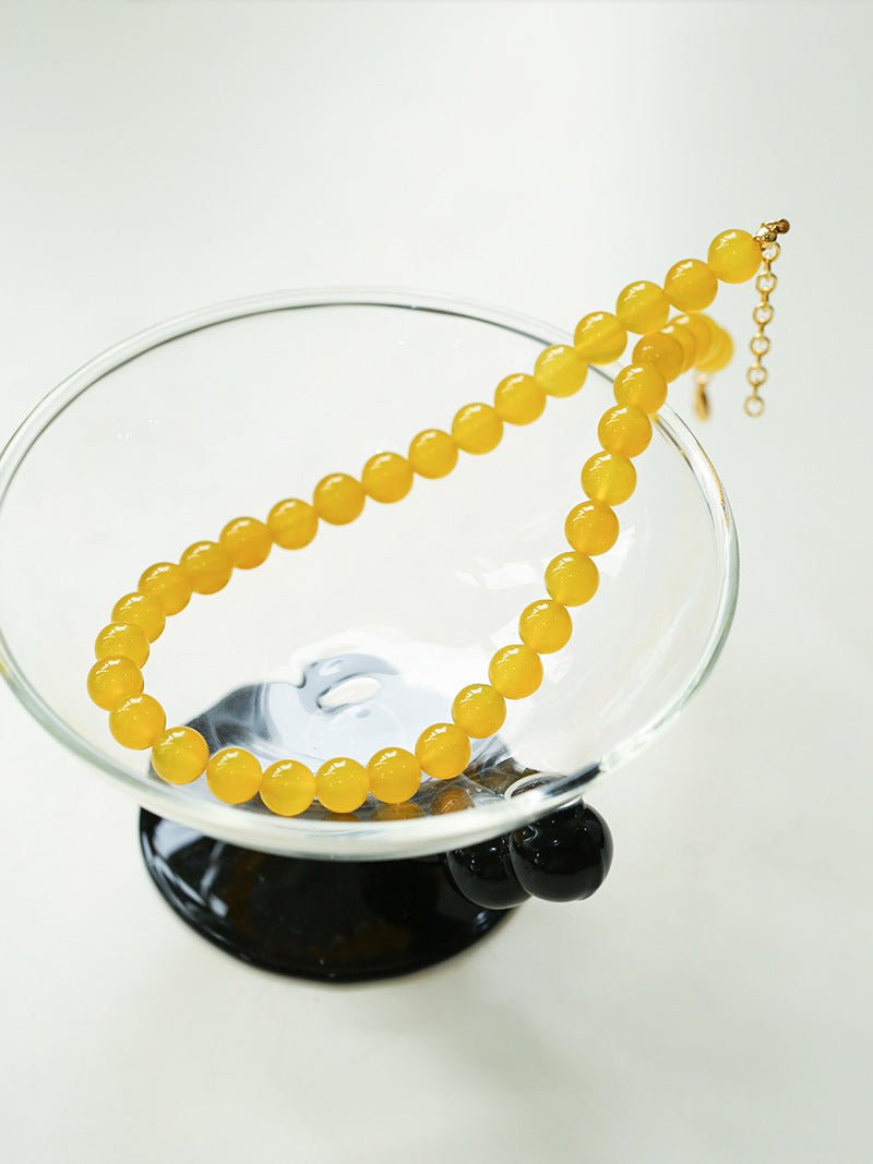 Lemon Soda Yellow Onyx Beaded Necklace - floysun