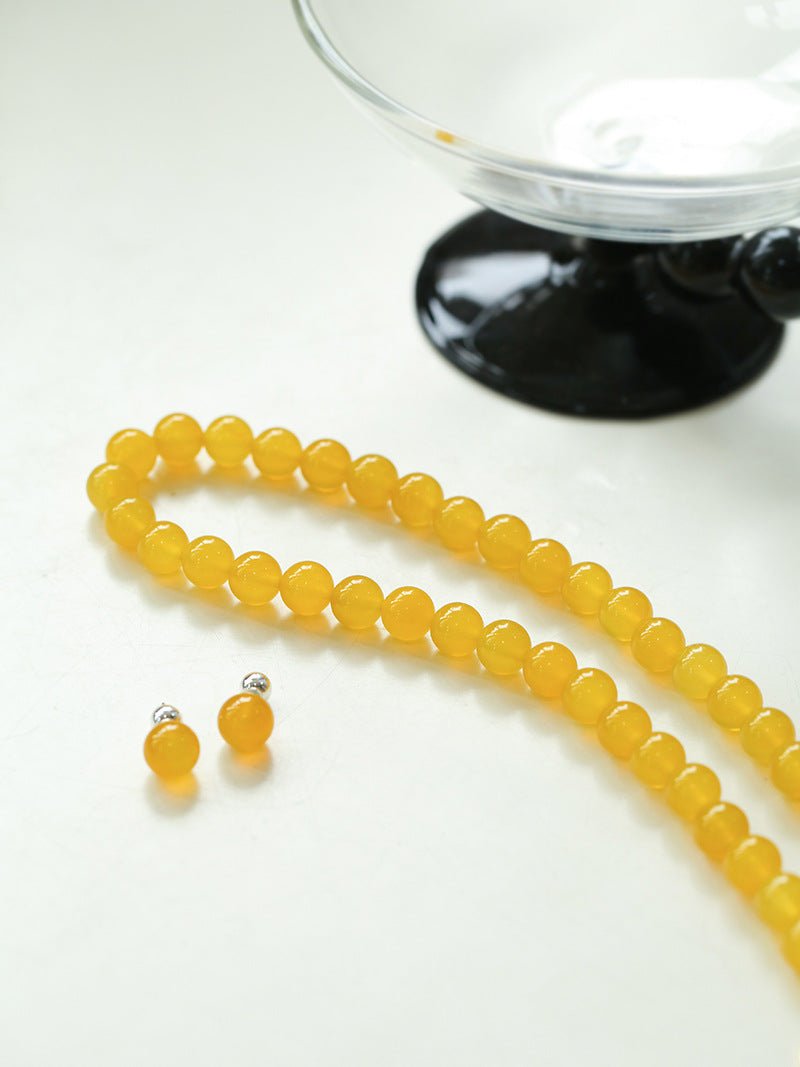 Lemon Soda Yellow Onyx Beaded Necklace - floysun