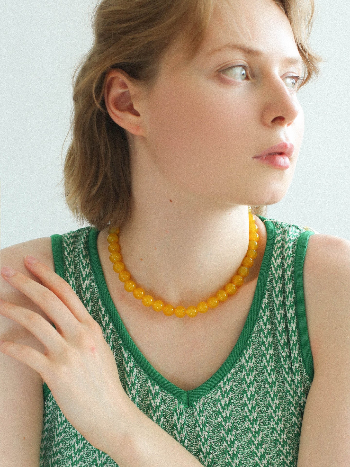 Lemon Soda Yellow Onyx Beaded Necklace - floysun