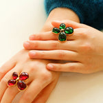 Lilac Blossom Red & Green Glass Ring - floysun