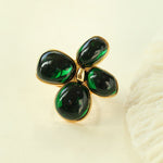 Lilac Blossom Red & Green Glass Ring - floysun