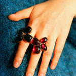 Lilac Blossom Red & Green Glass Ring - floysun