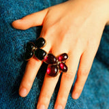 Lilac Blossom Red & Green Glass Ring - floysun