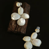 Lilac Blossom White & Gray Mother - of - Pearl Earrings - floysun