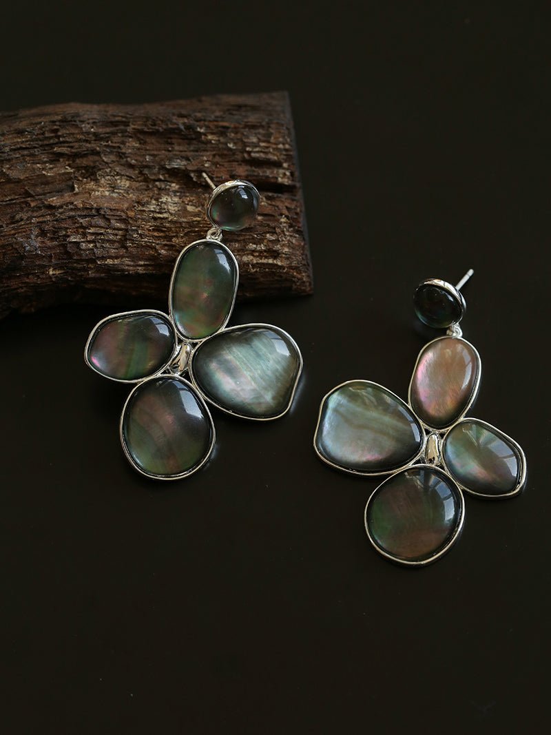 Lilac Blossom White & Gray Mother - of - Pearl Earrings - floysun