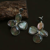 Lilac Blossom White & Gray Mother - of - Pearl Earrings - floysun