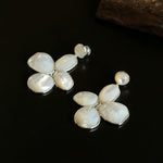 Lilac Blossom White & Gray Mother - of - Pearl Earrings - floysun