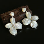 Lilac Blossom White & Gray Mother - of - Pearl Earrings - floysun