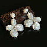 Lilac Blossom White & Gray Mother - of - Pearl Earrings - floysun