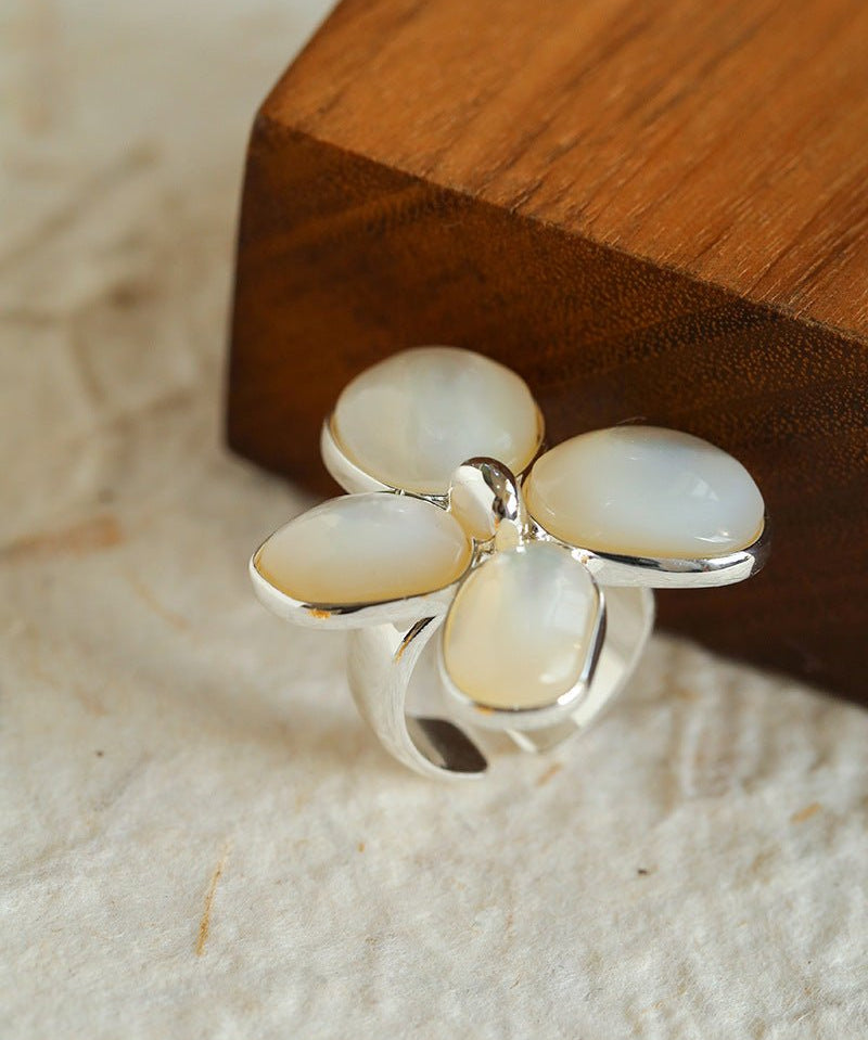 Lilac Blossom White & Gray Mother - of - Pearl Elegant Ring - floysun