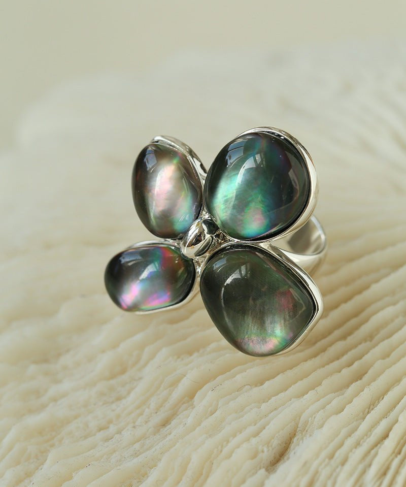 Lilac Blossom White & Gray Mother - of - Pearl Elegant Ring - floysun