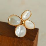 Lilac Blossom White & Gray Mother - of - Pearl Elegant Ring - floysun