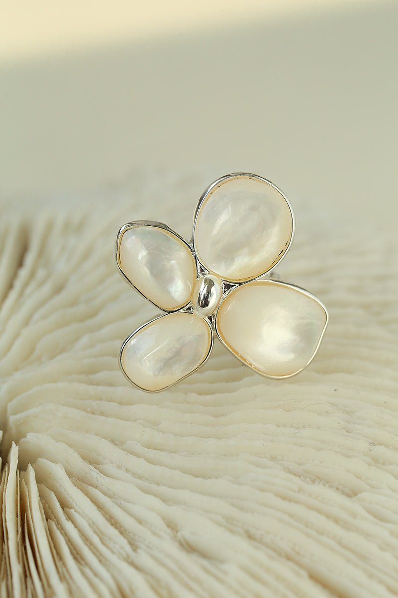 Lilac Blossom White & Gray Mother - of - Pearl Elegant Ring - floysun