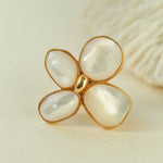 Lilac Blossom White & Gray Mother - of - Pearl Elegant Ring - floysun