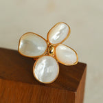 Lilac Blossom White & Gray Mother - of - Pearl Elegant Ring - floysun