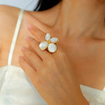 Lilac Blossom White & Gray Mother - of - Pearl Elegant Ring - floysun