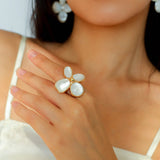 Lilac Blossom White & Gray Mother - of - Pearl Elegant Ring - floysun