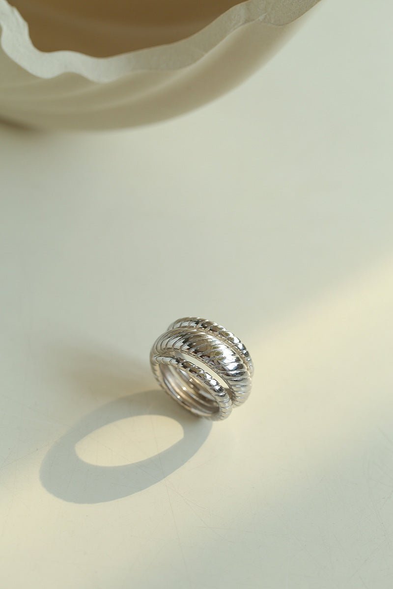 Line Threaded Wide 925 Silver Ring - floysun