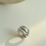 Line Threaded Wide 925 Silver Ring - floysun