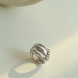 Line Threaded Wide 925 Silver Ring - floysun