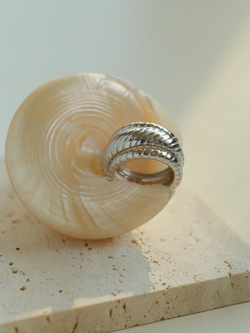 Line Threaded Wide 925 Silver Ring - floysun