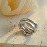 Line Threaded Wide 925 Silver Ring - floysun