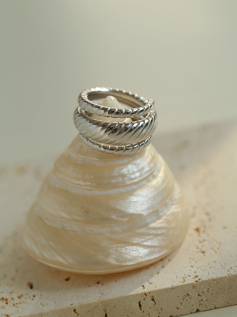 Line Threaded Wide 925 Silver Ring - floysun