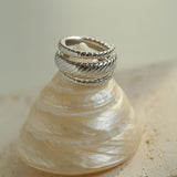 Line Threaded Wide 925 Silver Ring - floysun