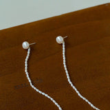 Long Aurora Freshwater Pearl Tassel Earrings - floysun