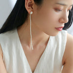 Long Aurora Freshwater Pearl Tassel Earrings - floysun