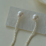 Long Aurora Freshwater Pearl Tassel Earrings - floysun