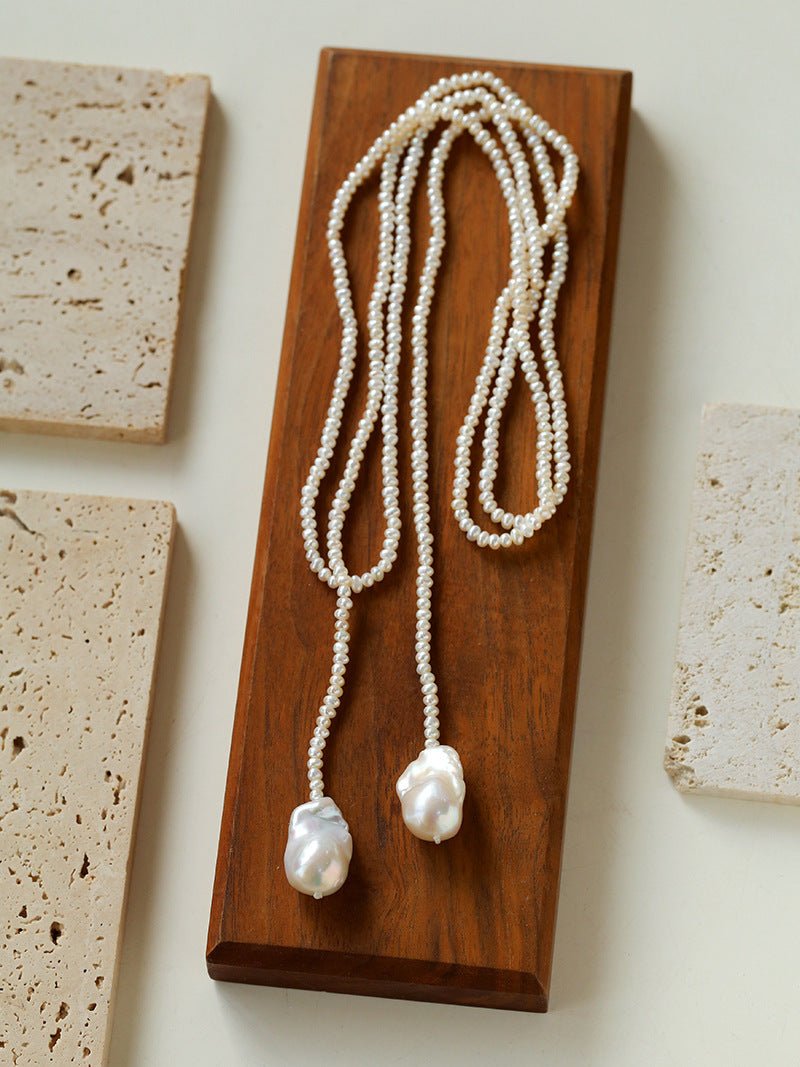 Long Baroque Beaded Pearl Sweater Necklace - floysun